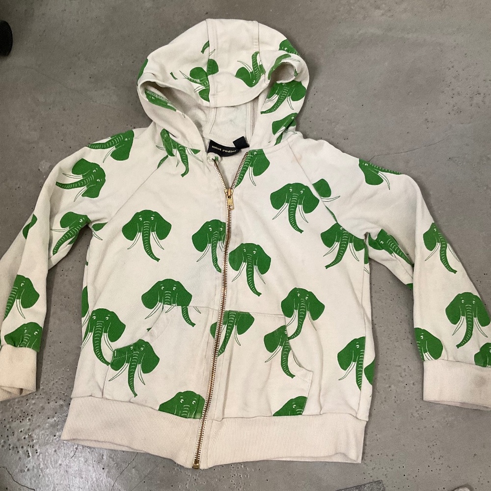Mini Rodini Green Elephant Print Hoodie